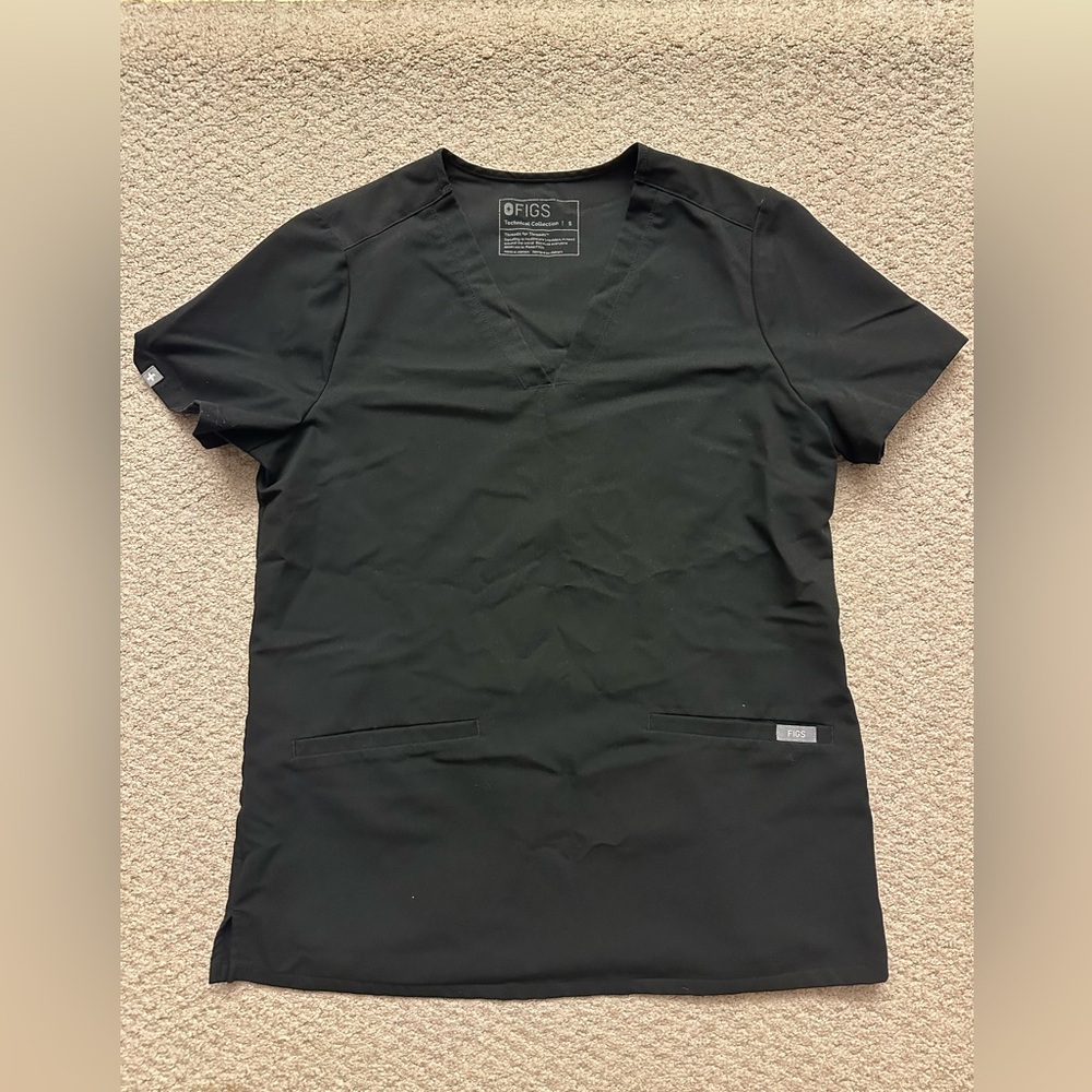 Figs Casma Scrub Top Color Black Size Small Two Pocket